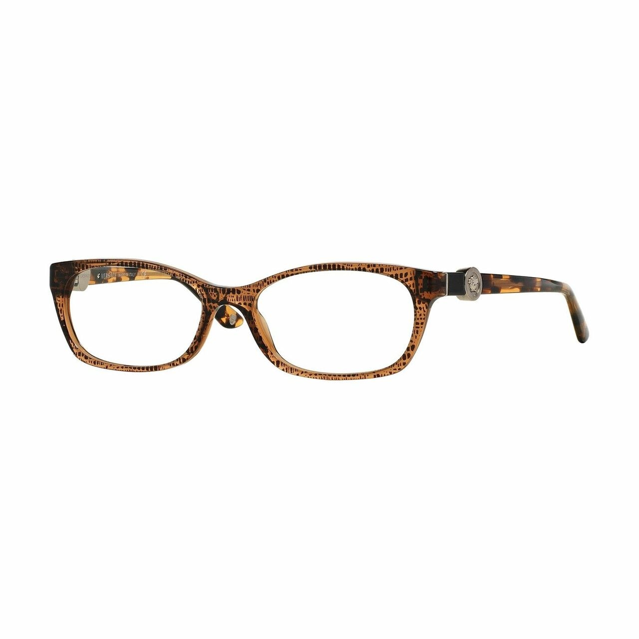 Versace VE3164-991 Lizard Brown Rectangular Women's Plastic Eyeglasses with stylish full-rim design.